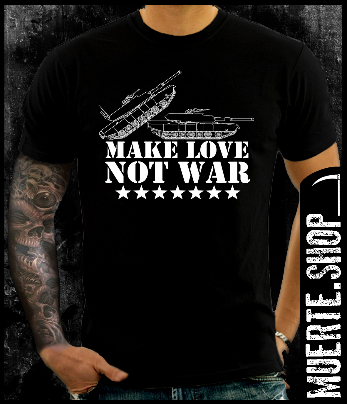 Черна тениска MAKE LOVE NOT WAR Черна тениска MAKE LOVE NOT WAR